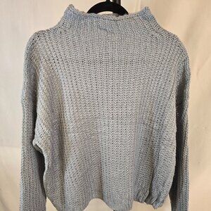 Light Blue Loose Fitting Crochet Sweater